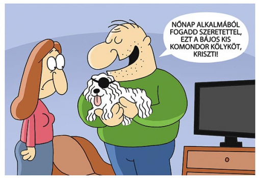 <h1>Nőnap
- Nőnap alkalmából fogadd szeretettel ezt a bájos kis komondor kölyköt, Kriszti!
WEISZ BÉLA rajza</h1>-